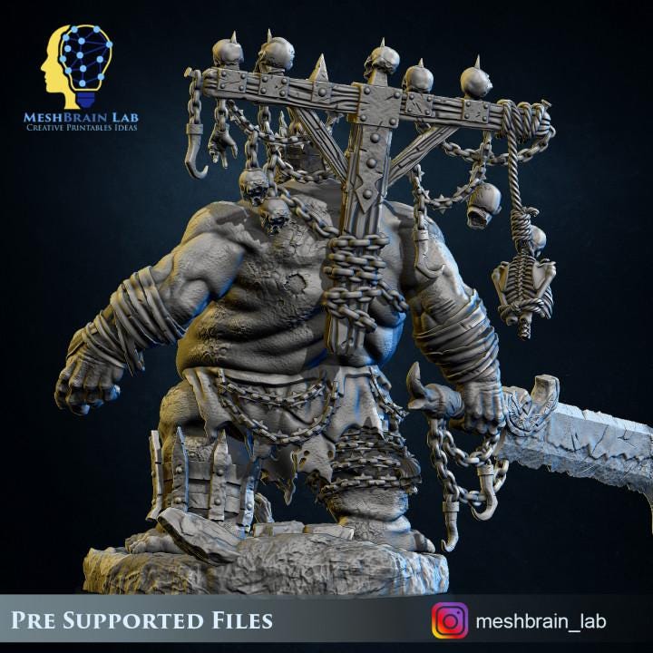 The Executioner from Hell | Meshbrain Lab | Wargaming | Tabletop | Minifigure | 28mm scale | 32mm scale | Grimdark compatible