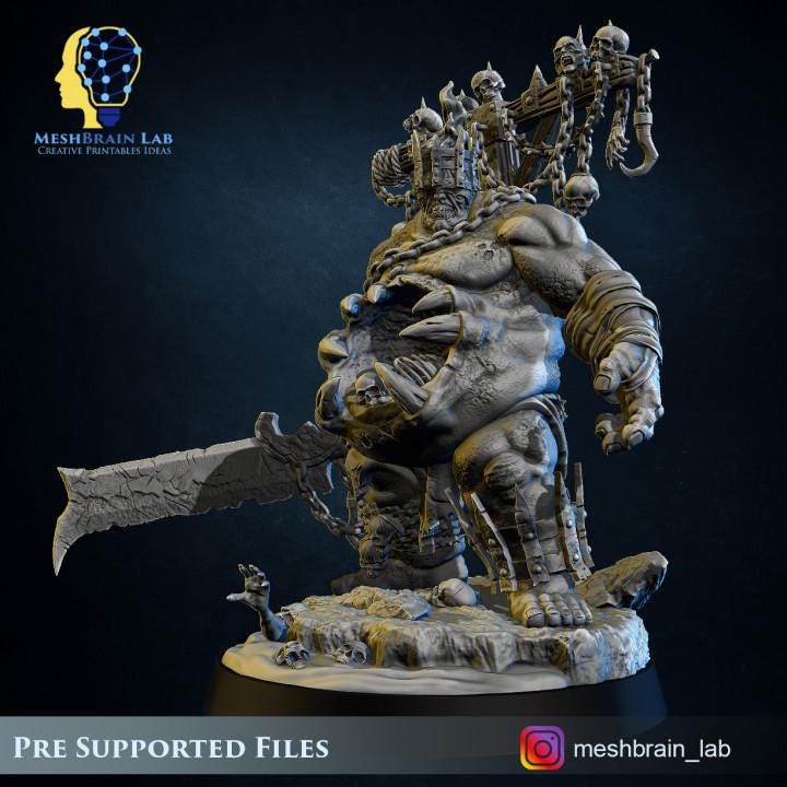 The Executioner from Hell | Meshbrain Lab | Wargaming | Tabletop | Minifigure | 28mm scale | 32mm scale | Grimdark compatible