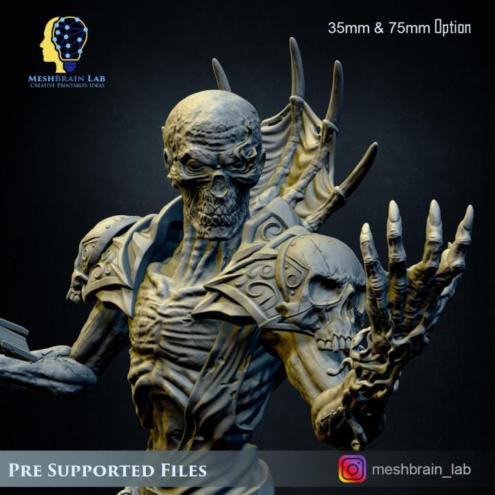 Lich Lord Vecna | Meshbrain Lab | Wargaming | Tabletop | Minifigure | 28mm scale | 32mm scale | Grimdark compatible
