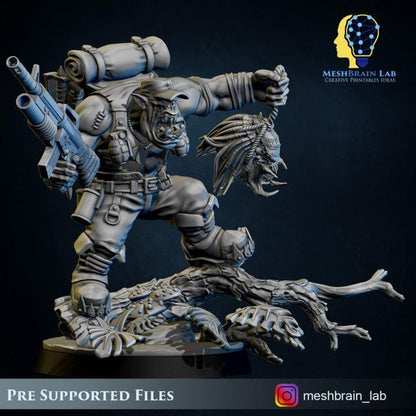 Ork Commando Boss | | Meshbrain Lab | Wargaming | Tabletop | Minifigure | 28mm scale | 32mm scale | Grimdark compatible