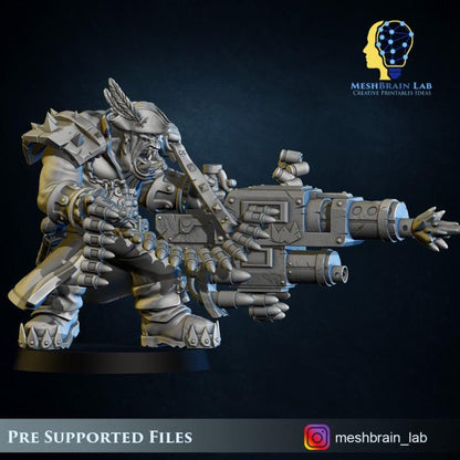 Pirate Ork with Big Bada Boom weapon | Wargaming | Tabletop | 3D printed miniature | OPR compatible