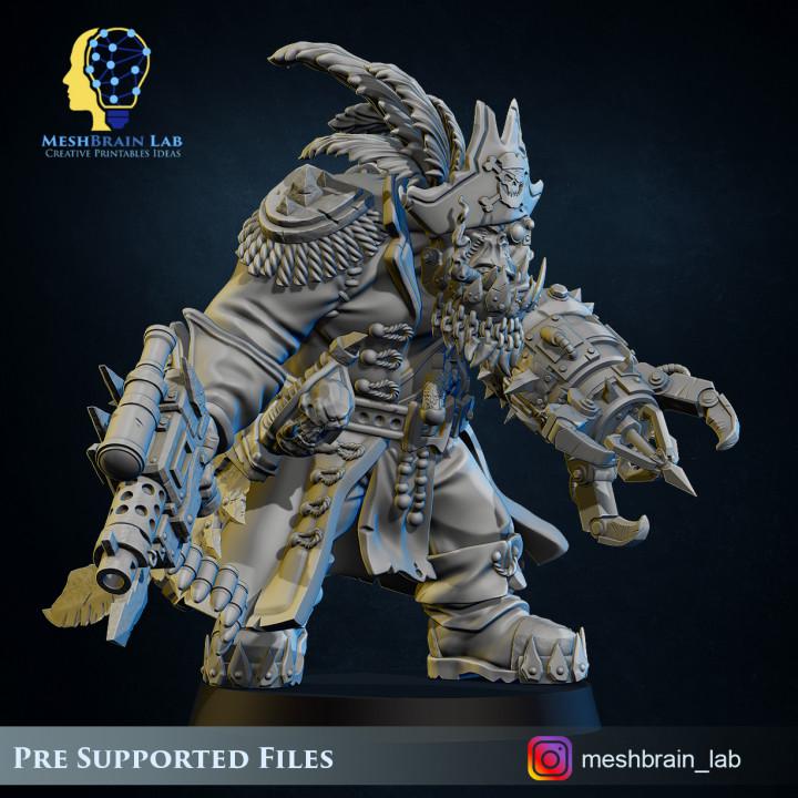 Pirate Ork Warboss | Meshbrain Lab |Tabletop | Minifigure | Wargaming | Tabletop | 28mm scale | 32mm scale | Grimdark compatible