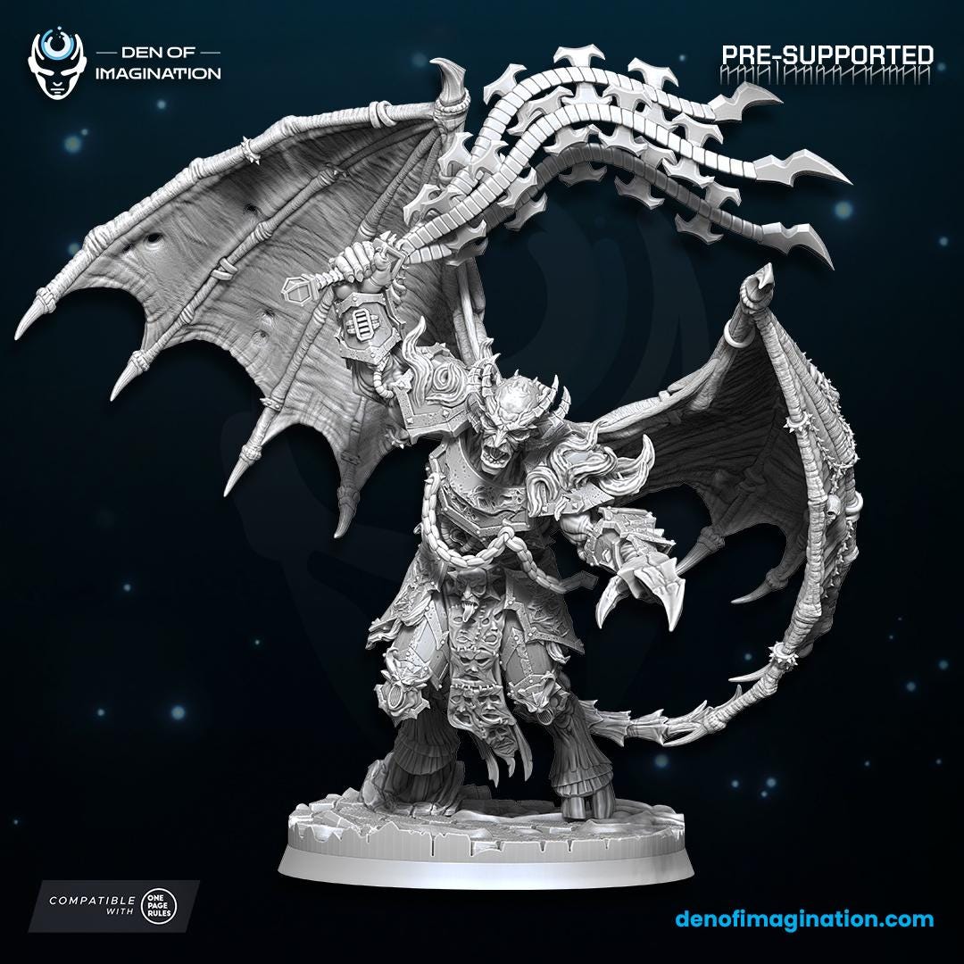 Chaos - Demonic Prince of Excess | Den of Imagination | Minifigure | Wargaming | Tabletop | Grimdark compatible | One Page Rules compatible