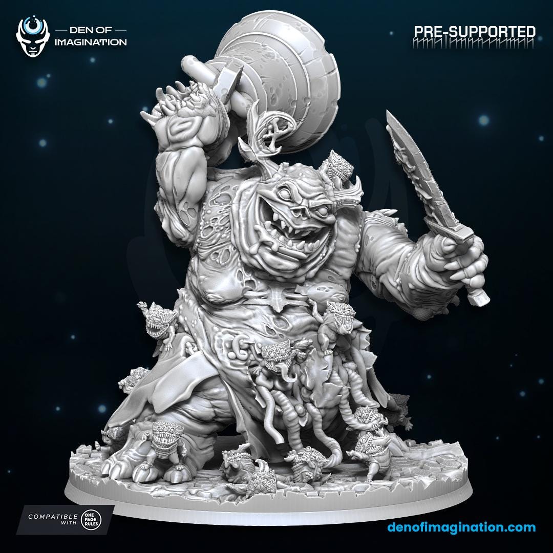 Chaos - Great Plague Demon | Den of Imagination | Minifigure | Wargaming | Tabletop | Grimdark compatible | One Page Rules compatible