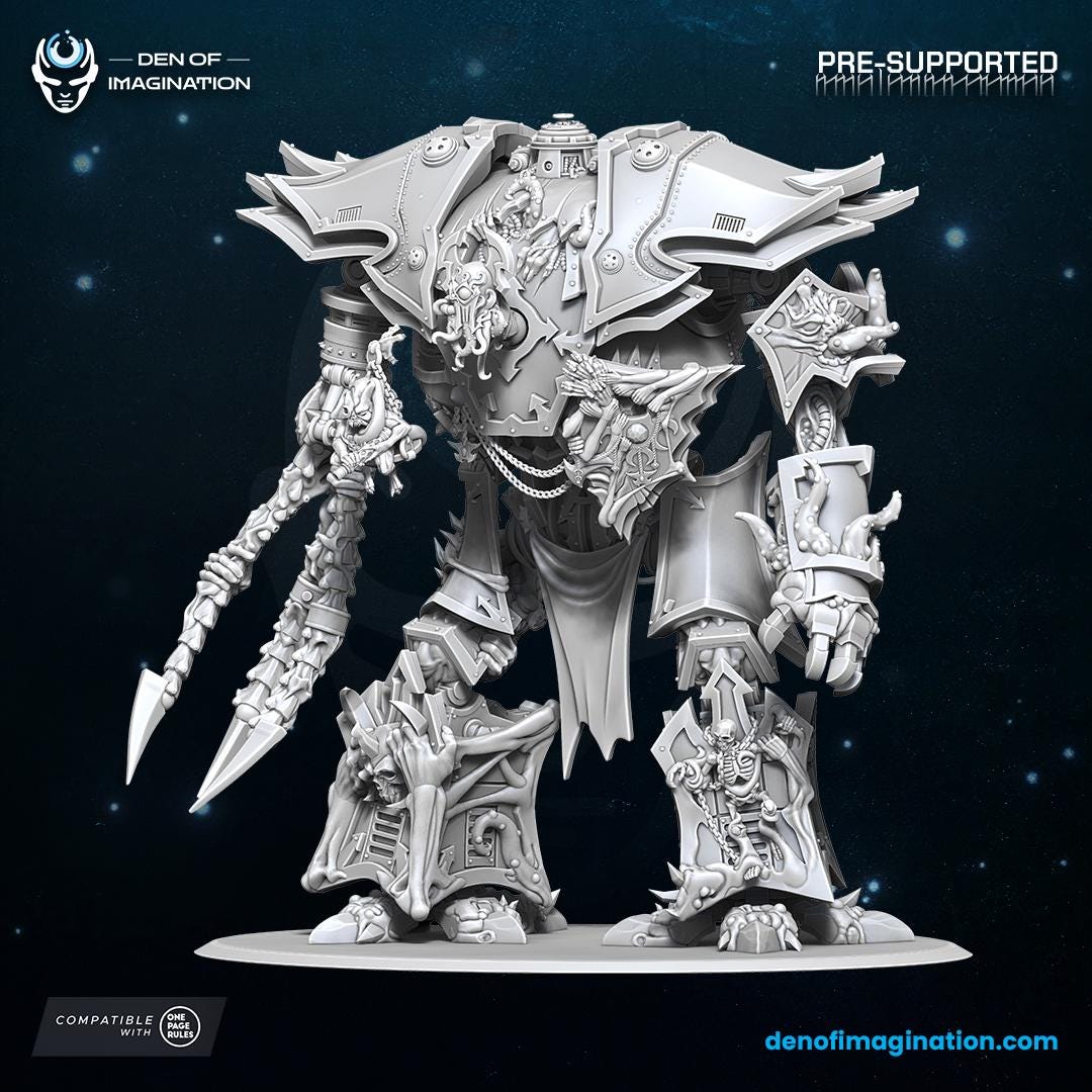 Chaos - Infernal Mech | Den of Imagination | Minifigure | Wargaming | Tabletop | Grimdark compatible | One Page Rules compatible