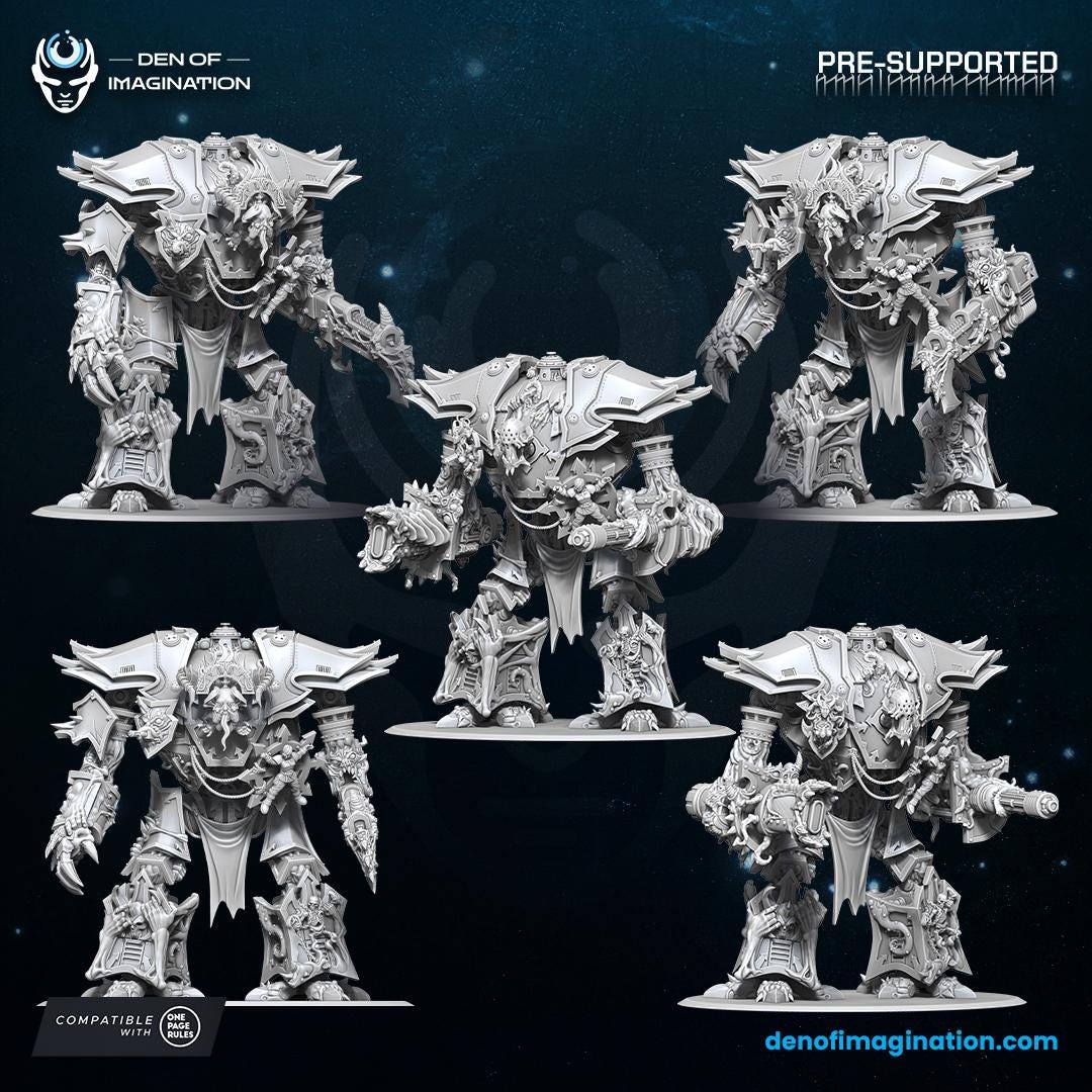 Chaos - Infernal Mech | Den of Imagination | Minifigure | Wargaming | Tabletop | Grimdark compatible | One Page Rules compatible