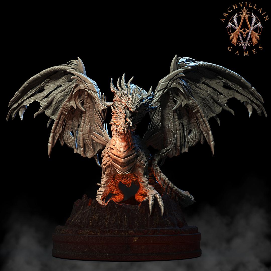 Archvillain Games : Lava Dragon | Tabletop Games 28 - 32 mm | Dungeons and Dragons | D&D | RPG | One Page Rules compatible