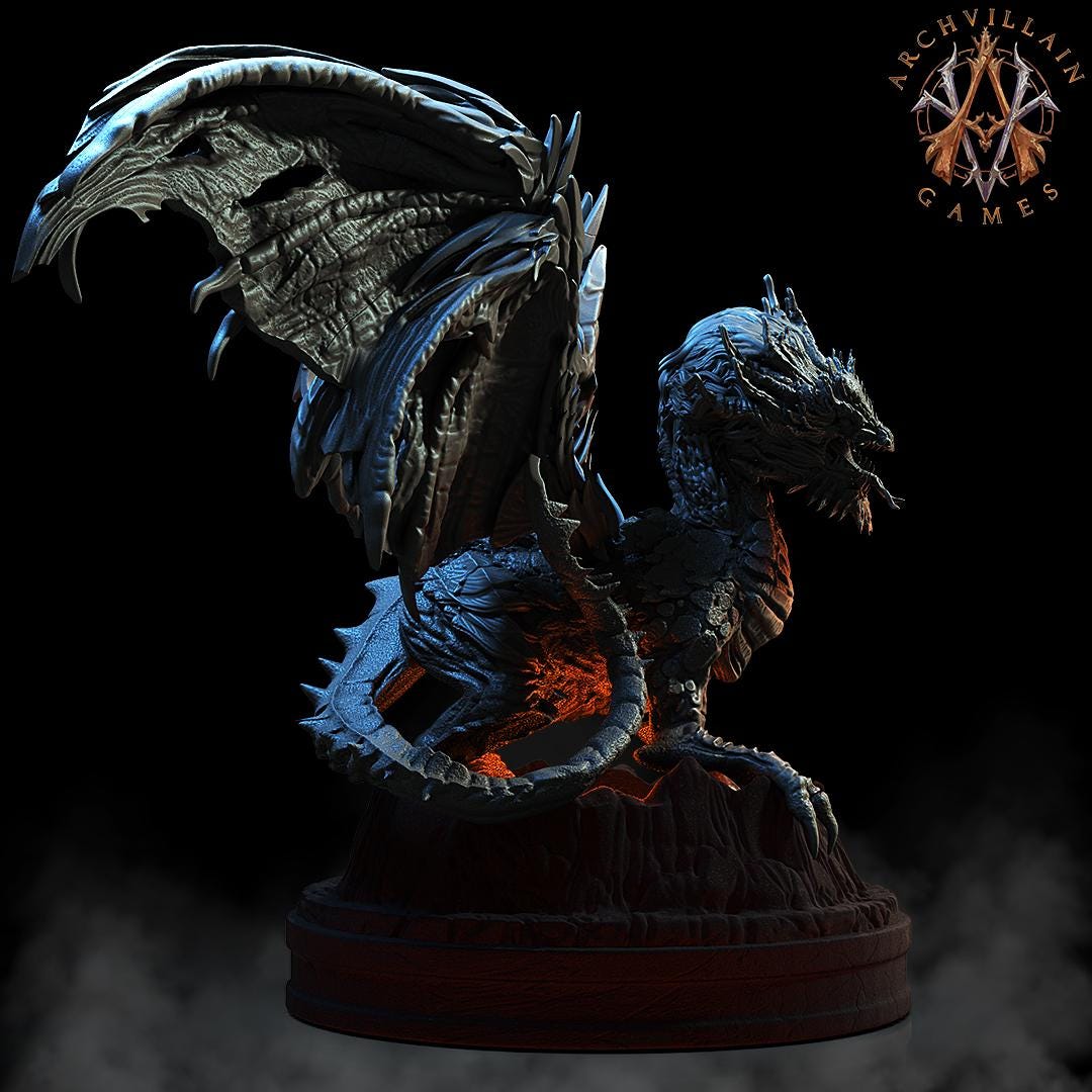 Archvillain Games : Lava Dragon | Tabletop Games 28 - 32 mm | Dungeons and Dragons | D&D | RPG | One Page Rules compatible