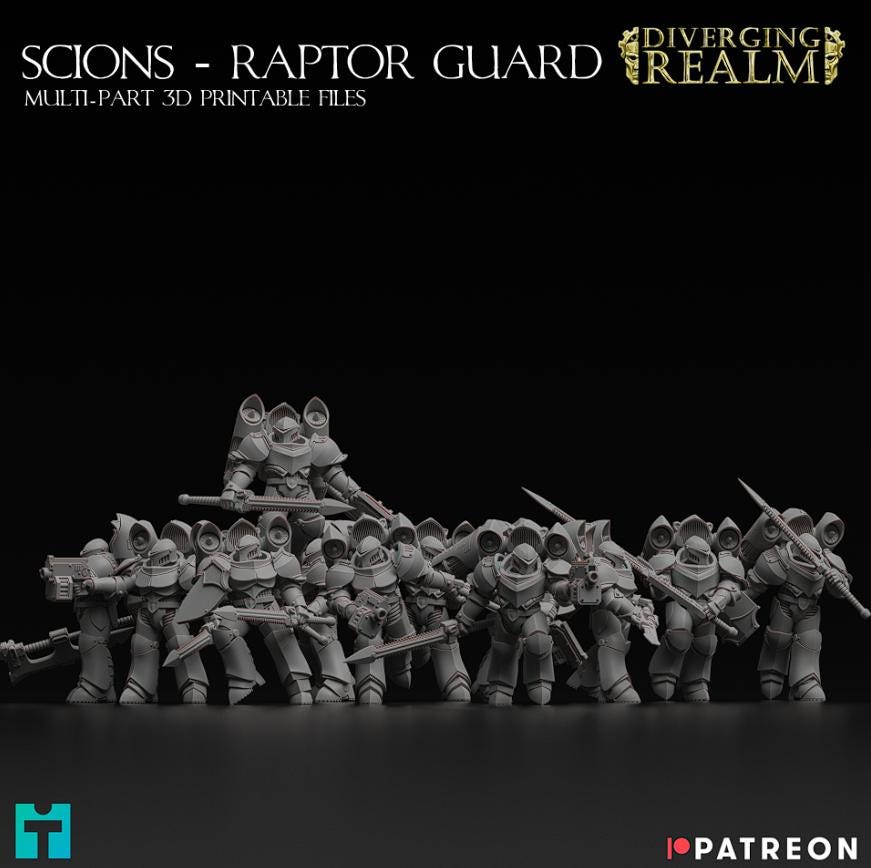 Scions - Raptor Squad | Minifigure | Wargaming | Tabletop | 28mm scale | 32mm scale | Grimdark compatible