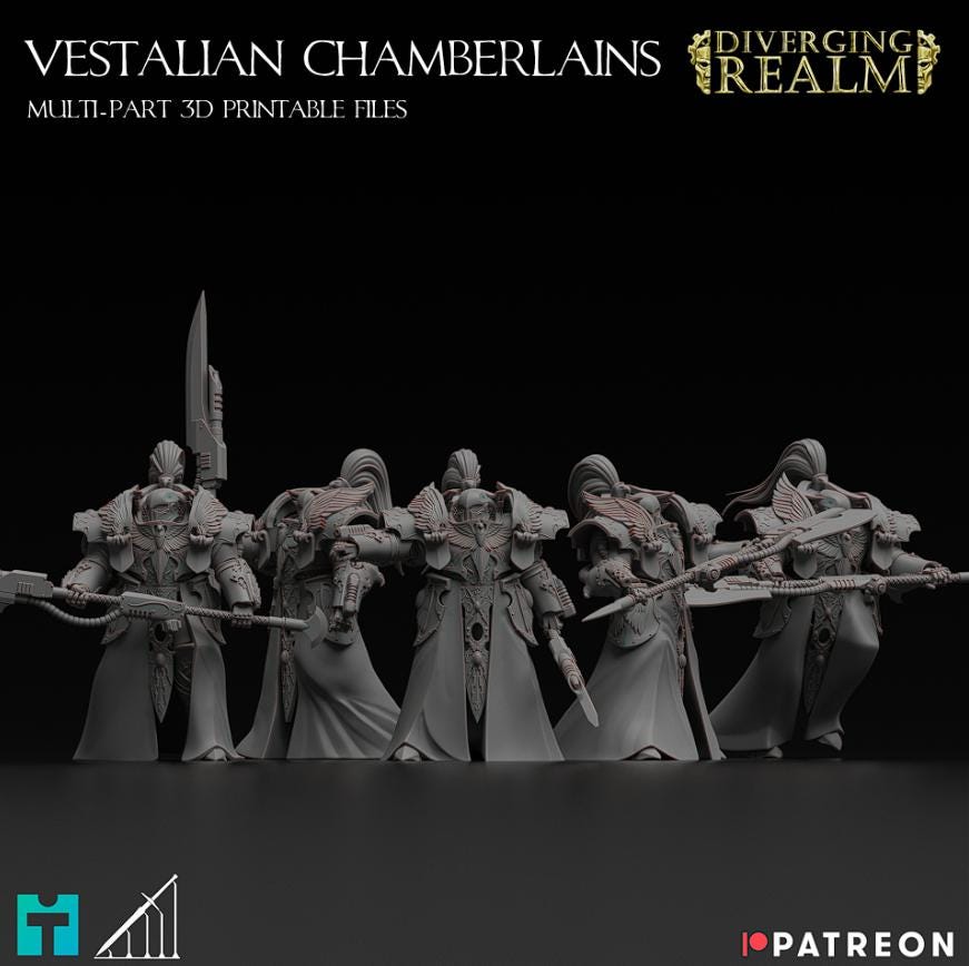 Vestalian Chamberlains | Minifigure | Wargaming | Tabletop | 28mm scale | 32mm scale | Grimdark compatible