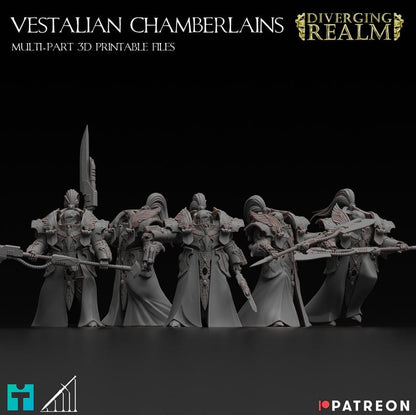 Vestalian Chamberlains | Minifigure | Wargaming | Tabletop | 28mm scale | 32mm scale | Grimdark compatible