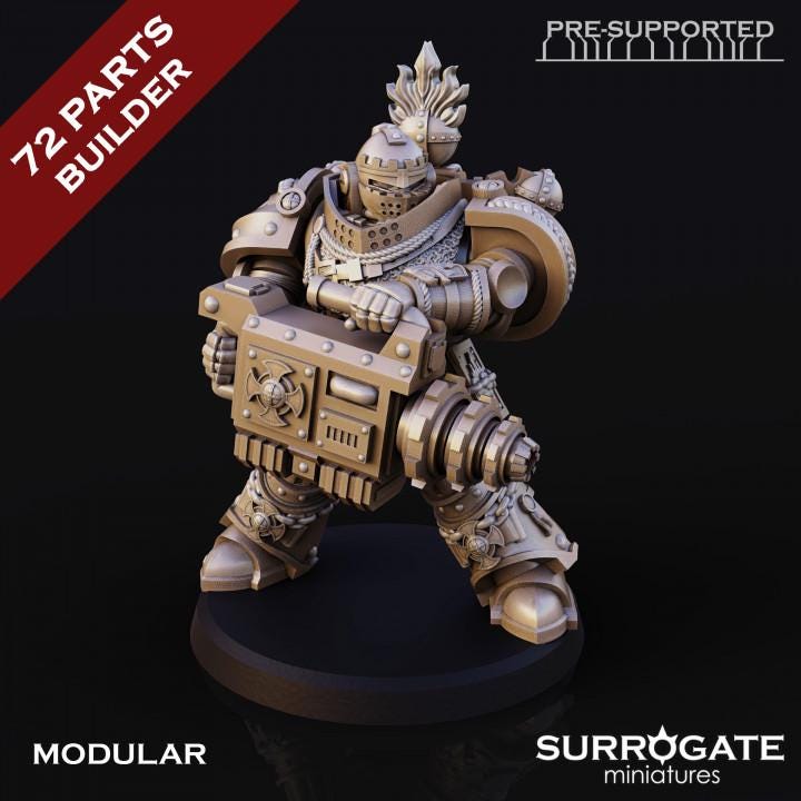 Silver Paladins Destructor Squad | Surrogate Miniatures | Tabletop | Minifigure | Wargaming | Tabletop | Grimdark compatible