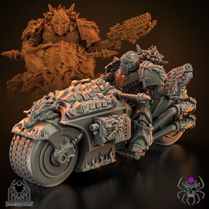 Flame Lizards Bikers | EightLegsMiniatures | Grimdark Compatible | Tabletop | Minifigure | Wargaming | Tabletop | Minifigure