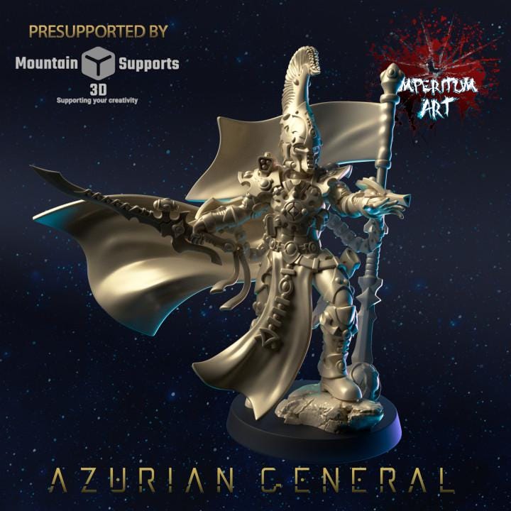 Azurian General | Grimdark Compatible | Tabletop | Minifigure | Wargaming | Tabletop | Minifigure