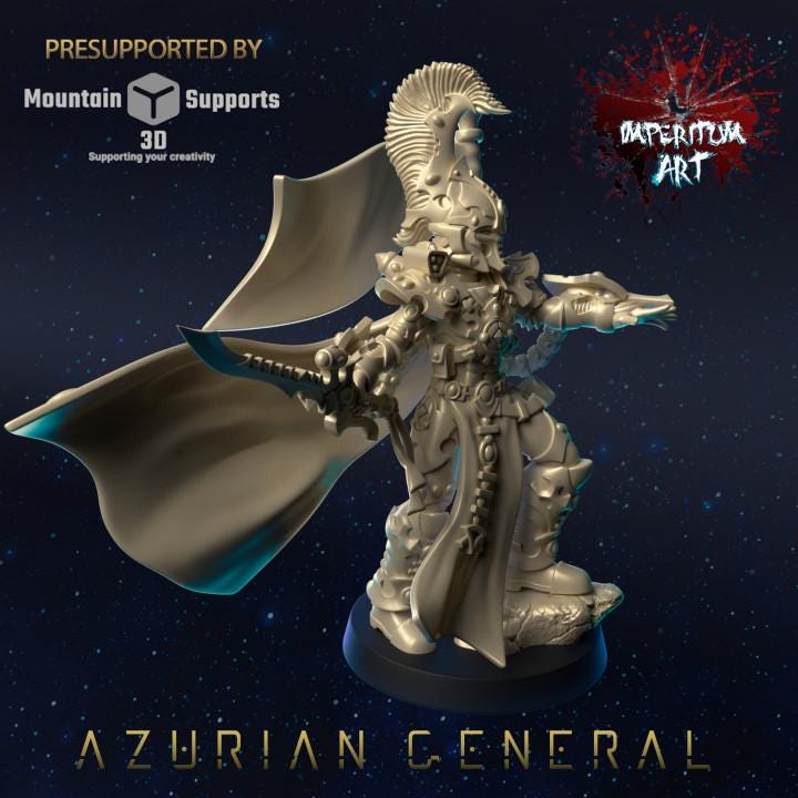 Azurian General | Grimdark Compatible | Tabletop | Minifigure | Wargaming | Tabletop | Minifigure