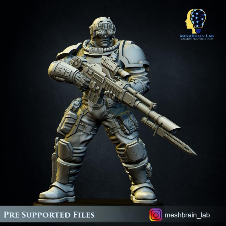 Imperial Marine Scout squad | Meshbrain Lab | Wargaming | Tabletop | Minifigure |28mm scale| 32mm scale | Grimdark compatible