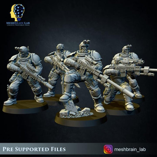 Imperial Marine Scout squad | Meshbrain Lab | Wargaming | Tabletop | Minifigure |28mm scale| 32mm scale | Grimdark compatible
