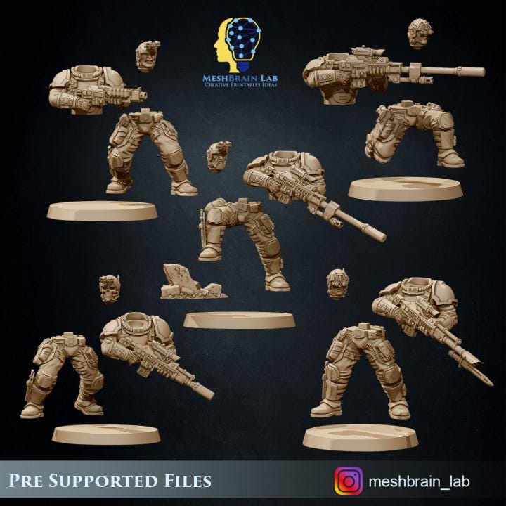 Imperial Marine Scout squad | Meshbrain Lab | Wargaming | Tabletop | Minifigure |28mm scale| 32mm scale | Grimdark compatible