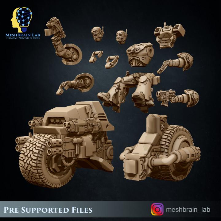 Imperial Marines attack bikes | Meshbrain Lab | Wargaming | Tabletop | Minifigure |28mm scale| 32mm scale | Grimdark compatible