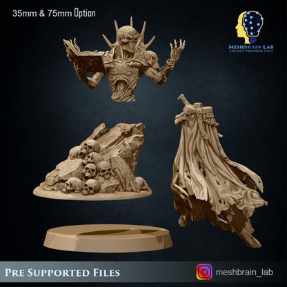 Lich Lord Vecna | Meshbrain Lab | Wargaming | Tabletop | Minifigure | 28mm scale | 32mm scale | Grimdark compatible