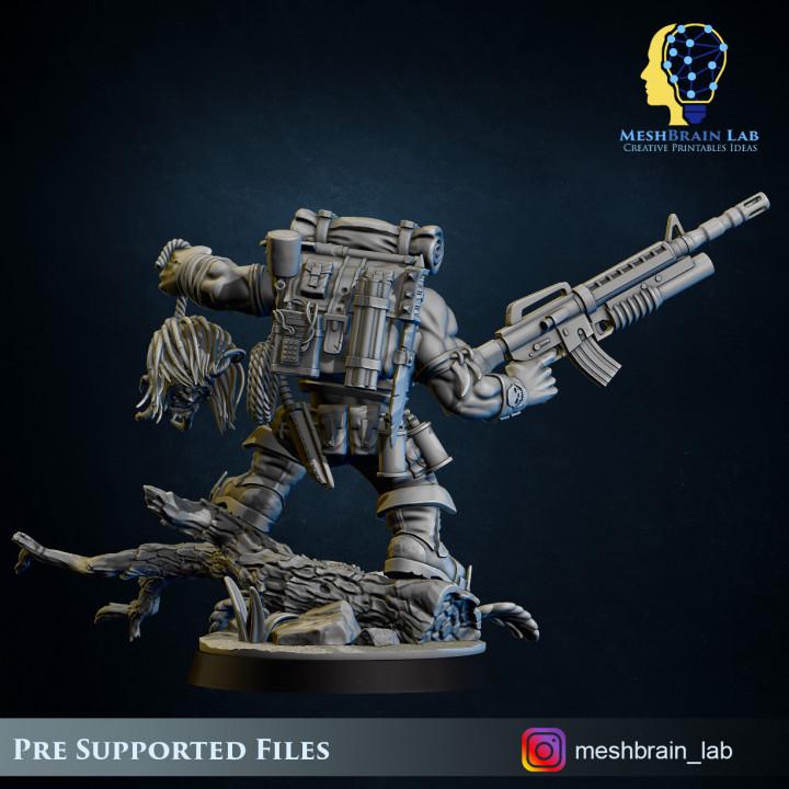 Ork Commando Boss | | Meshbrain Lab | Wargaming | Tabletop | Minifigure | 28mm scale | 32mm scale | Grimdark compatible