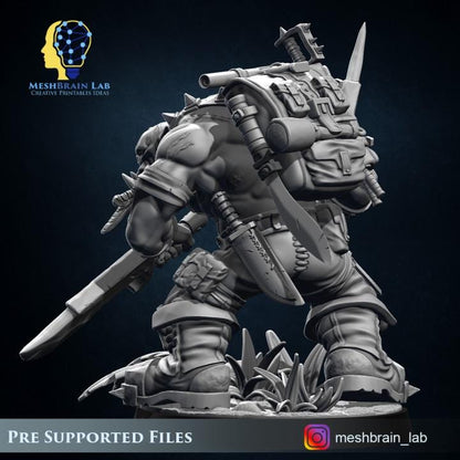 Ork Commando Slayer | Meshbrain Lab | Wargaming | Tabletop | Minifigure | 28mm scale | 32mm scale |