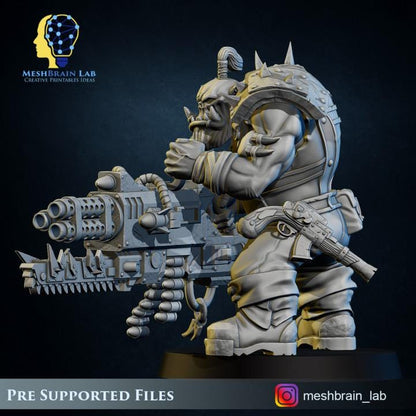 Pirate Ork with Big Bada Boom weapon | Wargaming | Tabletop | 3D printed miniature | OPR compatible