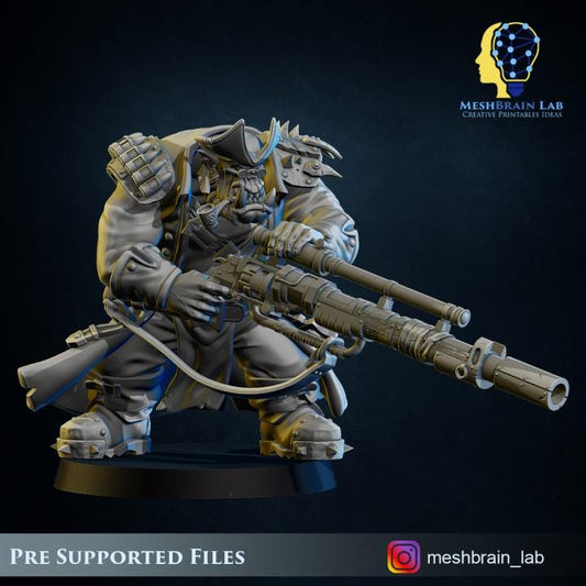 Pirate Ork Sniper | Imperitum Art | Wargaming | Tabletop | Minifigure |28mm scale| 32mm scale | Grimdark compatible