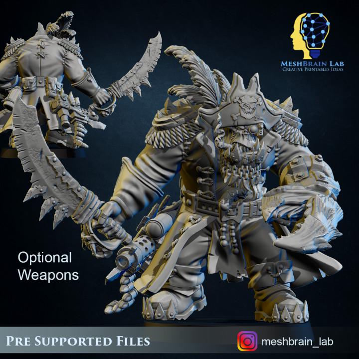 Pirate Ork Warboss | Meshbrain Lab |Tabletop | Minifigure | Wargaming | Tabletop | 28mm scale | 32mm scale | Grimdark compatible
