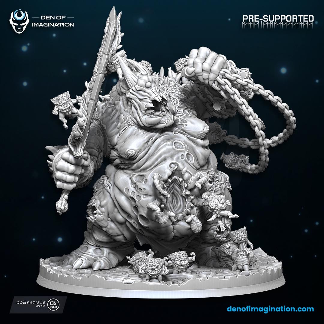 Chaos - Great Plague Demon | Den of Imagination | Minifigure | Wargaming | Tabletop | Grimdark compatible | One Page Rules compatible