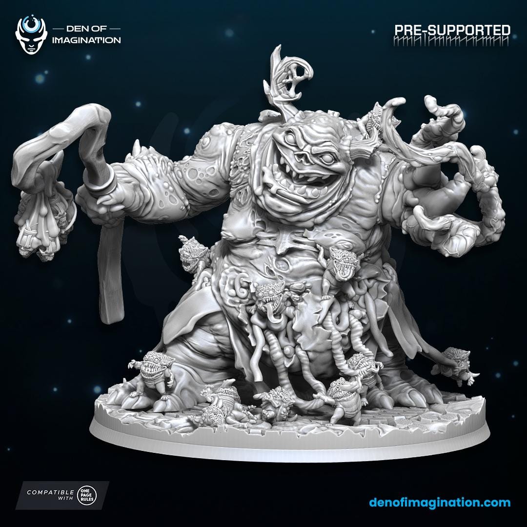 Chaos - Great Plague Demon | Den of Imagination | Minifigure | Wargaming | Tabletop | Grimdark compatible | One Page Rules compatible