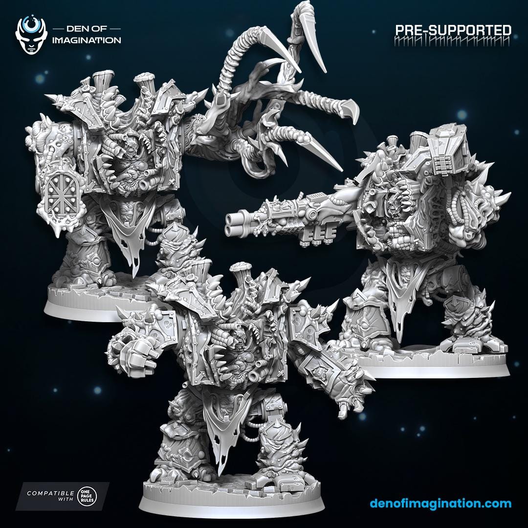 Chaos - Plague Juggernaut | Den of Imagination | Minifigure | Wargaming | Tabletop | Grimdark compatible | One Page Rules compatible