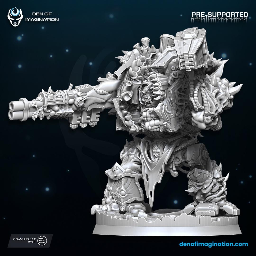 Chaos - Plague Juggernaut | Den of Imagination | Minifigure | Wargaming | Tabletop | Grimdark compatible | One Page Rules compatible