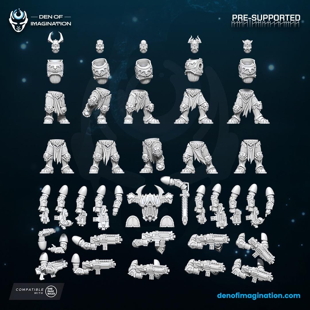 Chaos - Void Blessed New Sons | Den of Imagination | Minifigure | Wargaming | Tabletop | Grimdark compatible | One Page Rules compatible
