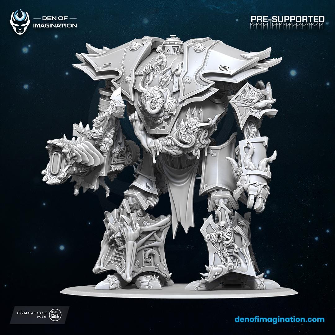 Chaos - Infernal Mech | Den of Imagination | Minifigure | Wargaming | Tabletop | Grimdark compatible | One Page Rules compatible