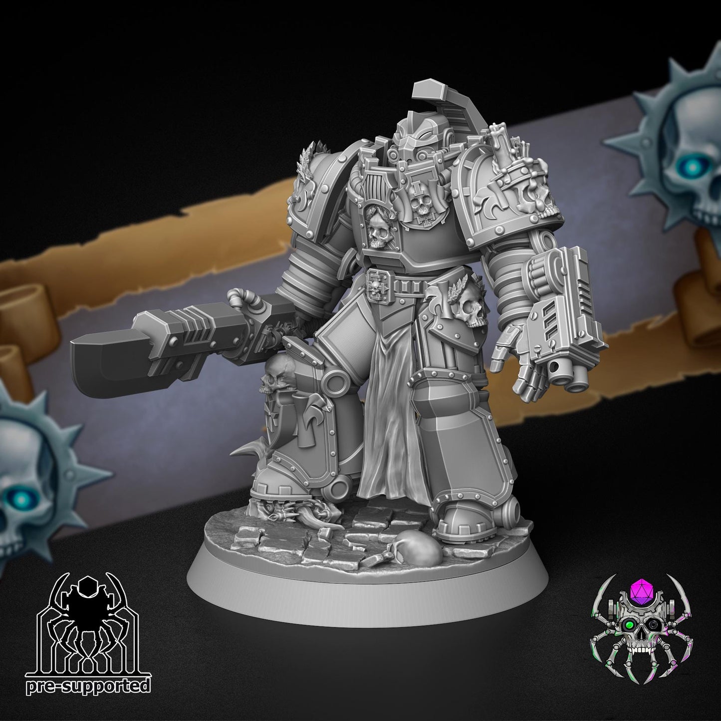 Demon Hunter Battle Sergeant | EightLegsMiniatures | Wargaming | Tabletop | Minifigure |28mm scale| 32mm scale | Grimdark compatible