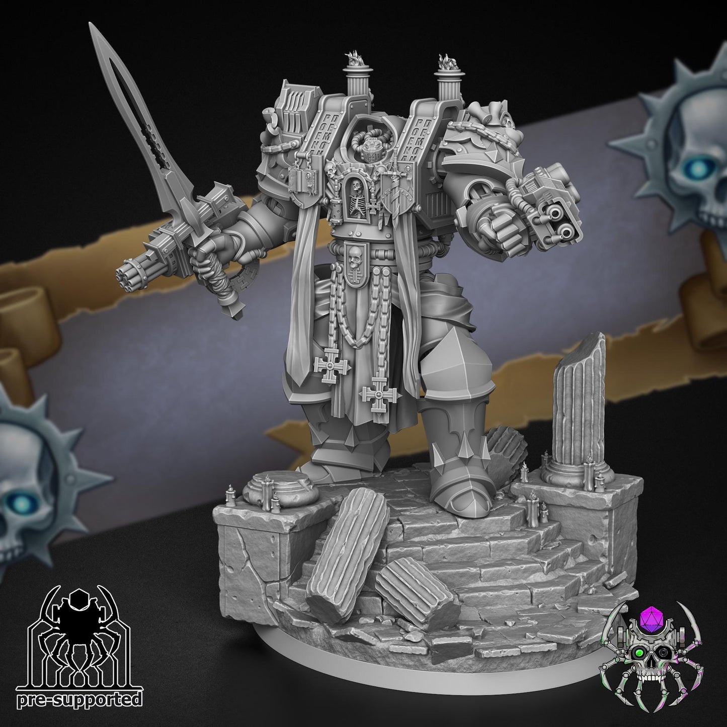 Demon Hunter Megerius Knight | EightLegs Miniatures | Minifigure | Wargaming | Tabletop | 32mm scale | Grimdark compatible