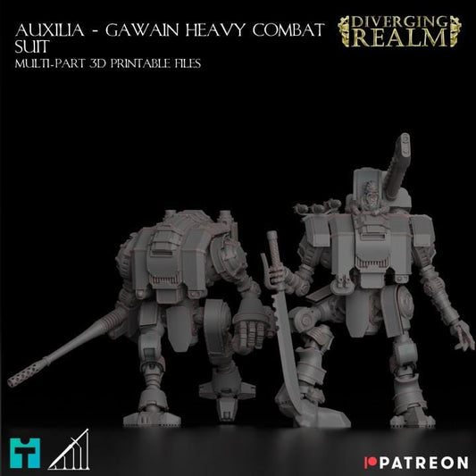 Auxilia - Gawain Heavy Combat Suit | Minifigure | Wargaming | Tabletop | 28mm scale | 32mm scale | Grimdark compatible