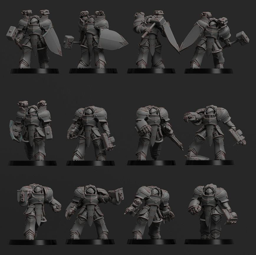 Scions - Bulwark armour | Minifigure | Wargaming | Tabletop | 28mm scale | 32mm scale | Grimdark compatible