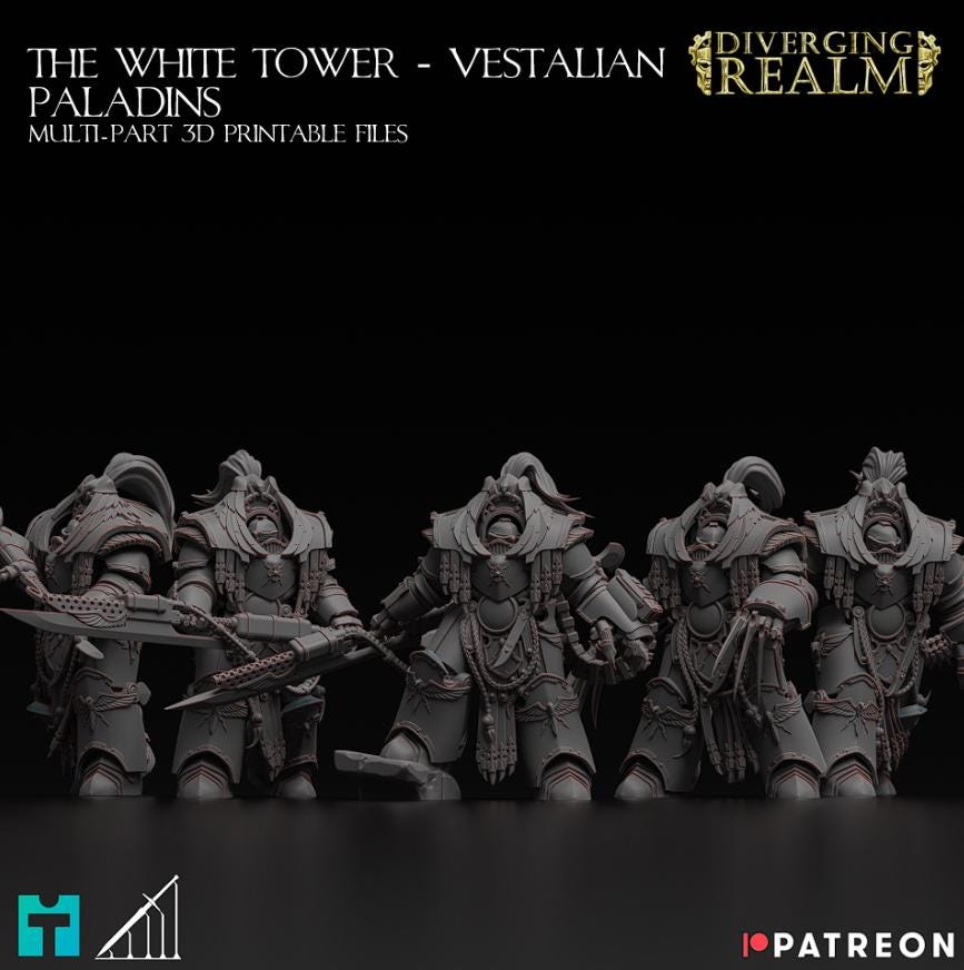 The White Tower - Vestalian Paladins | Minifigure | Wargaming | Tabletop | 28mm scale | 32mm scale | Grimdark compatible