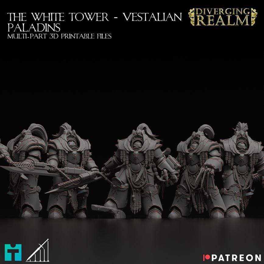 The White Tower - Vestalian Paladins | Minifigure | Wargaming | Tabletop | 28mm scale | 32mm scale | Grimdark compatible