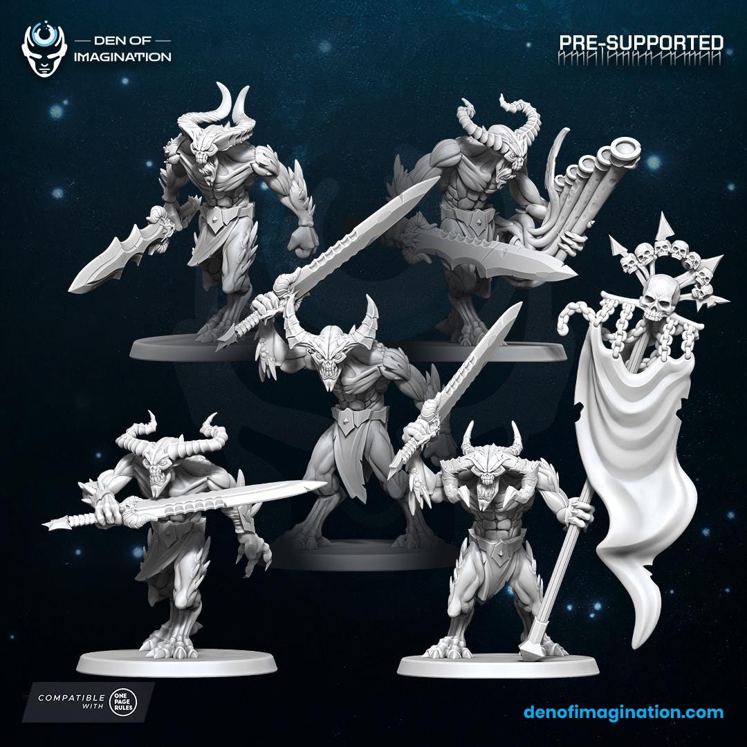 Demons - Bloodclaws | Den of Imagination | Minifigure | Wargaming | Tabletop | Grimdark compatible | One Page Rules compatible