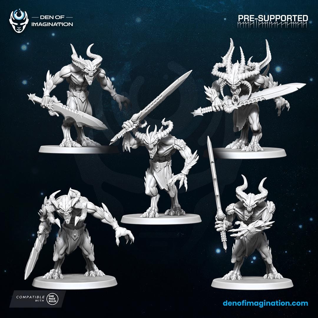 Demons - Bloodclaws | Den of Imagination | Minifigure | Wargaming | Tabletop | Grimdark compatible | One Page Rules compatible