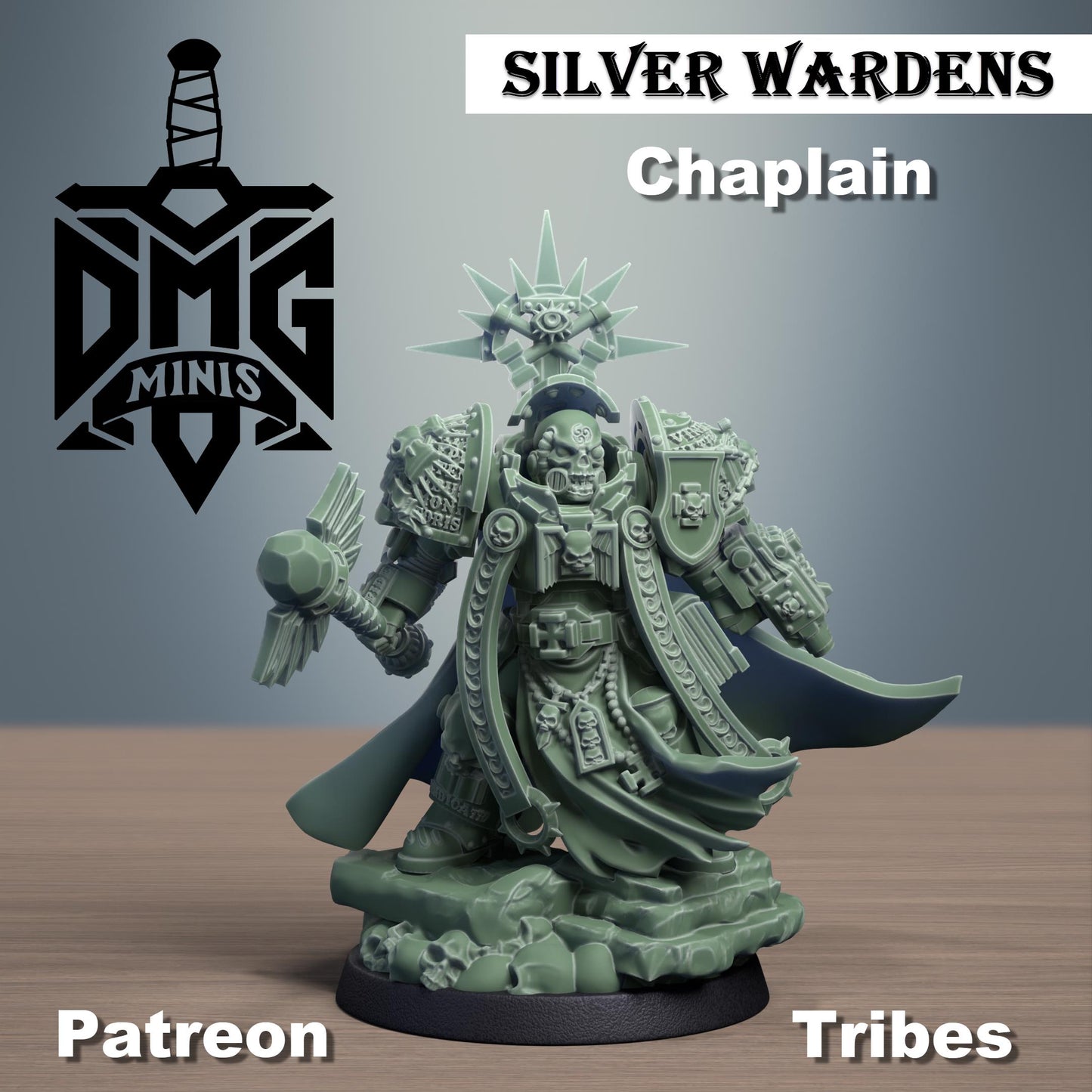 Silver Wardens - Chaplain | DMGMinis | Wargaming | Tabletop games | 32mm scale | Grimdark compatible