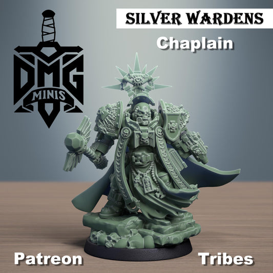 Silver Wardens - Chaplain | DMGMinis | Wargaming | Tabletop games | 32mm scale | Grimdark compatible