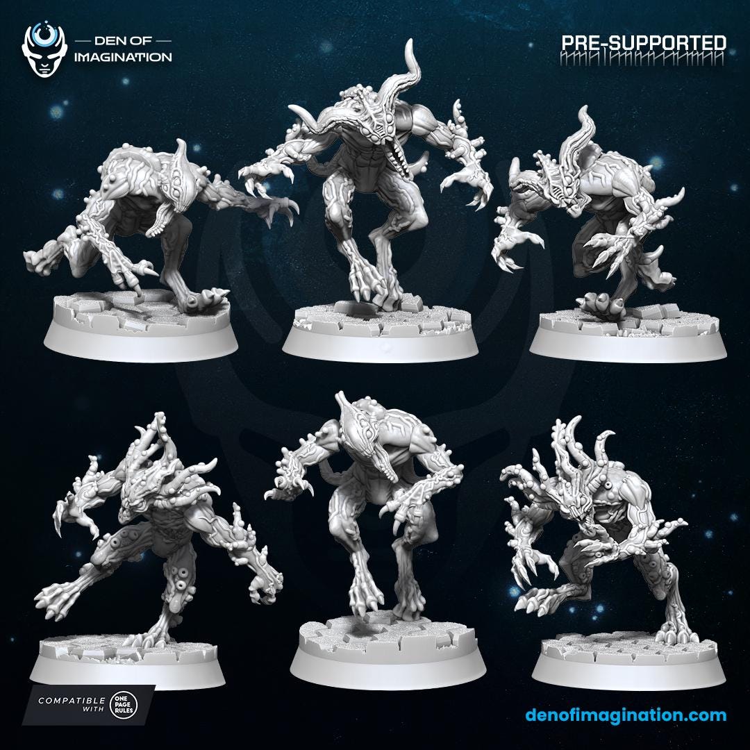 Demons - Void Crawlers | Den of Imagination | Minifigure | Wargaming | Tabletop | Grimdark compatible | One Page Rules compatible