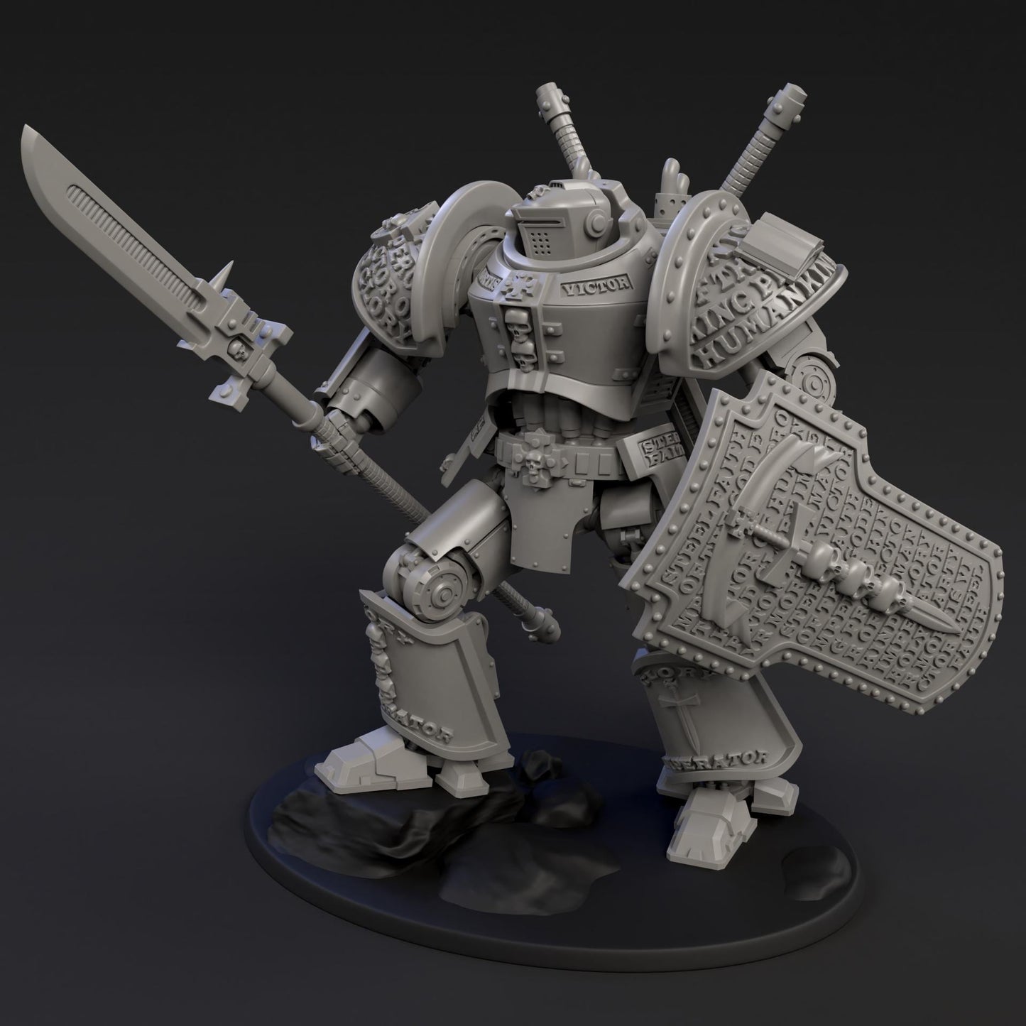 DeamonSlayer-Knight MKII | Arma Mechanatus | Minifigure | Wargaming | Tabletop | 28mm scale | 32mm scale | Grimdark compatible