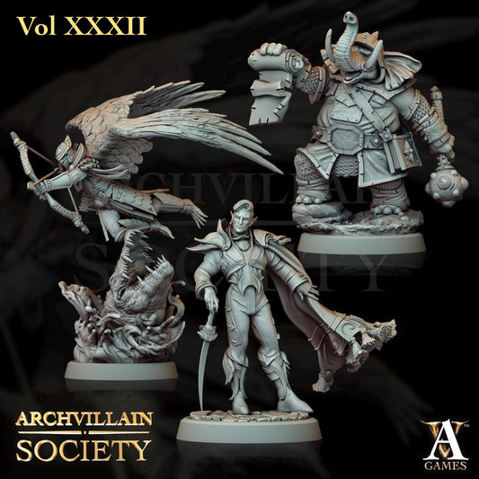 Archvillain Games : Archvillain Society Vol. XXXII | 3D printed miniatures |Tabletop Games 32 mm | Dungeons and Dragons | Wargame | RPG