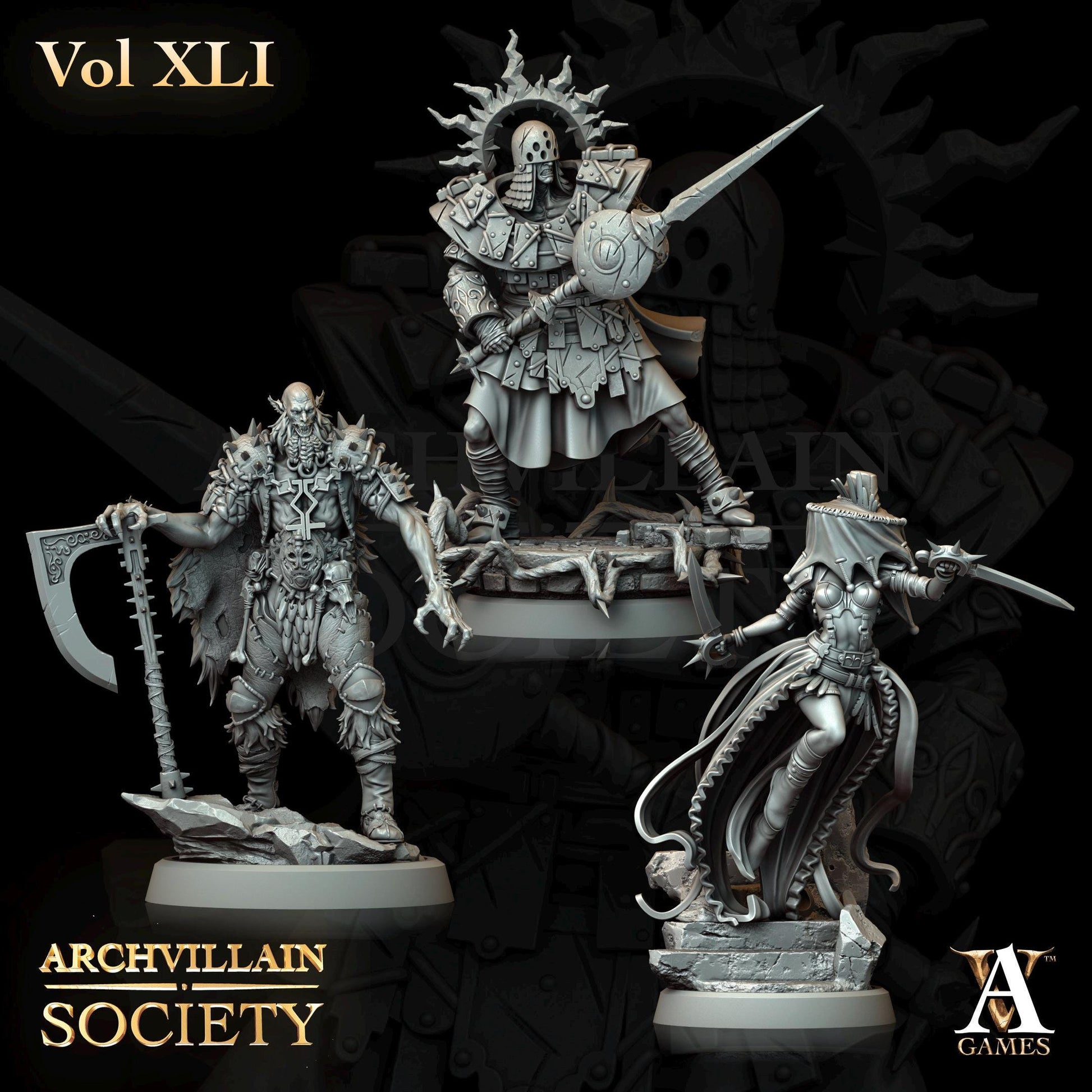 Archvillain Games : Archvillain Society Vol. XLI | 3D printed miniatures |Tabletop Games 32 mm | Dungeons and Dragons | Wargame | RPG