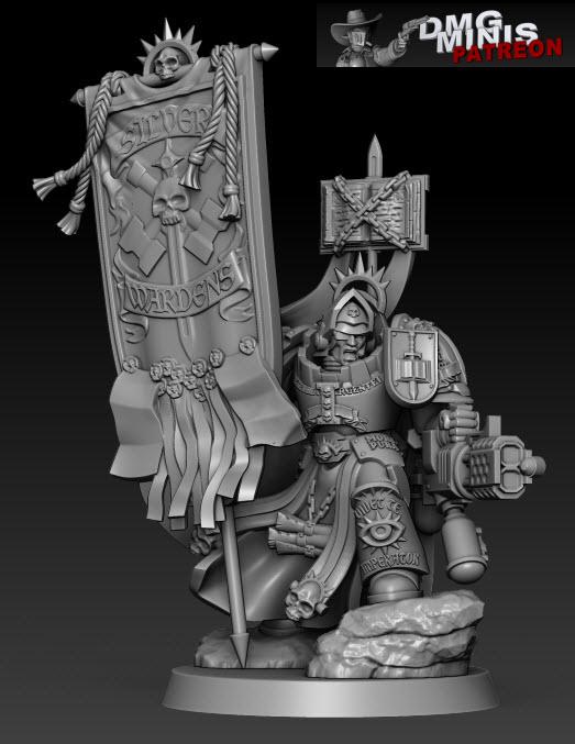 Silver Wardens - Ancient Banner Bearer | DMGMinis | Wargaming | Tabletop games | 32mm scale | Grimdark compatible